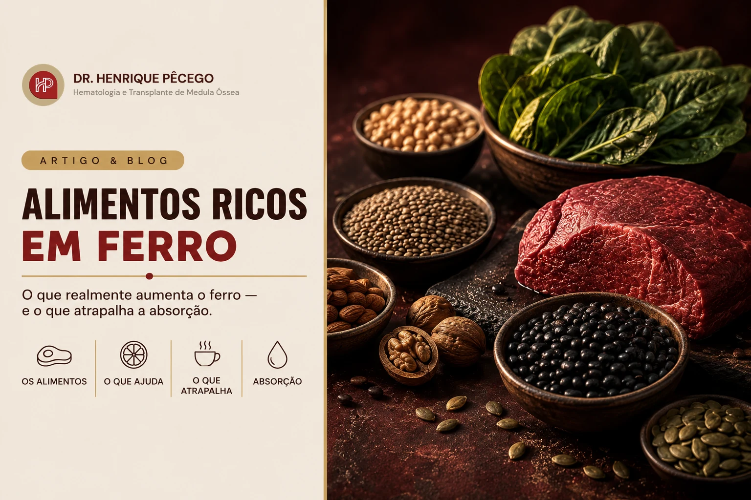 13 alimentos ricos em ferro e o que atrapalha a absorção