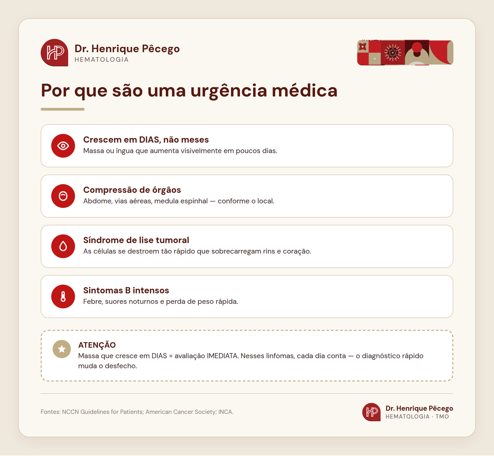 Por que os linfomas agressivos são uma urgência médica