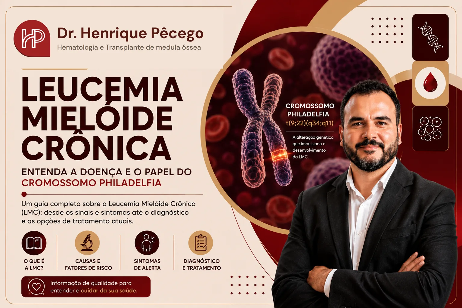 Leucemia mieloide crônica (LMC): o que é, sintomas, diagnóstico e tratamento