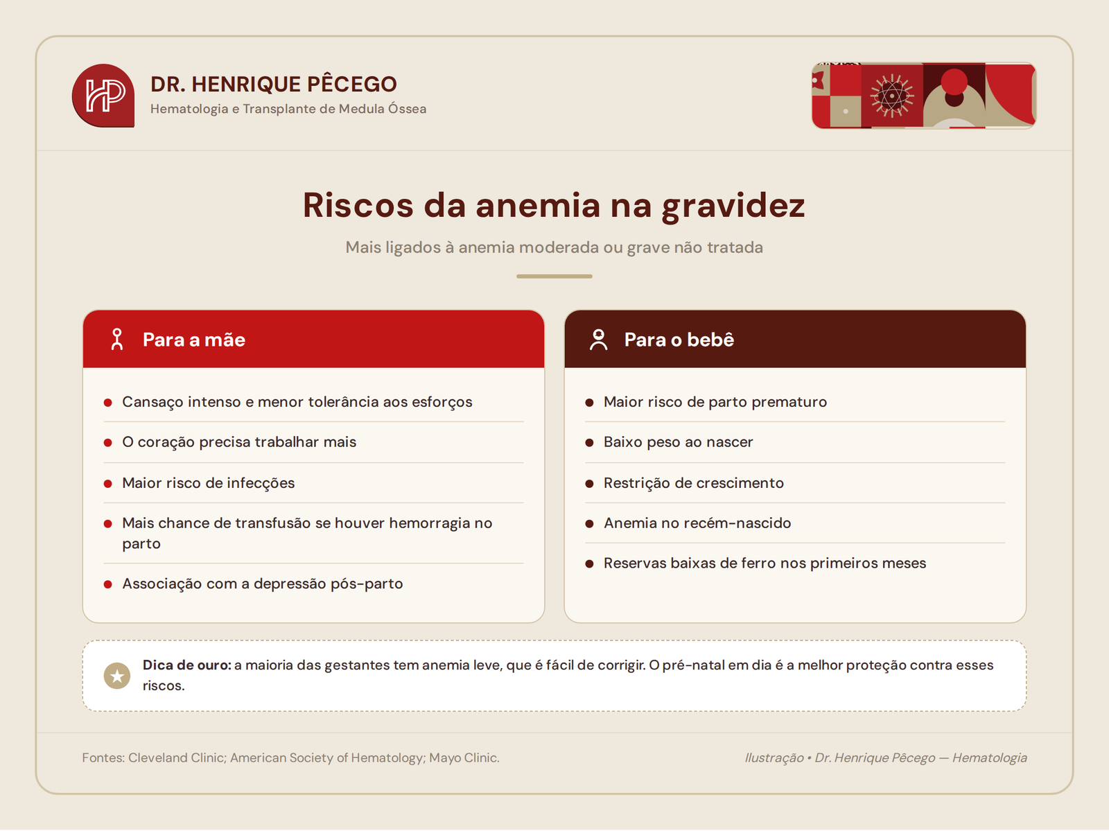 Riscos da anemia na gravidez para a mãe e para o bebê
